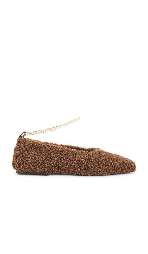 Maria Luca Augusta Teddy Ballet Flat in Chocolate by MARIA LUCA