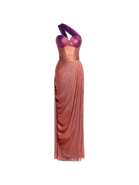 Claudine pleated one-shoulder gown by MARIA LUCIA HOHAN