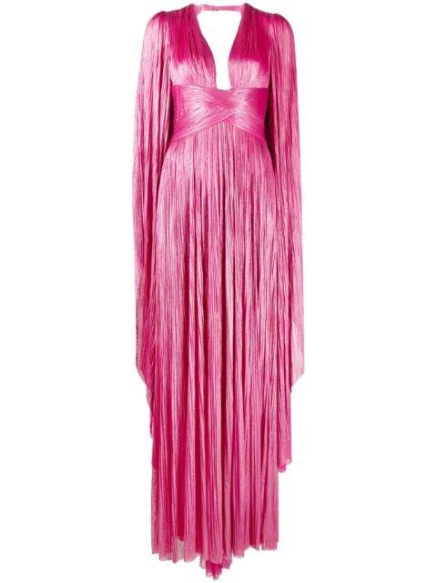 Crystal plung-neck side-slit gown by MARIA LUCIA HOHAN