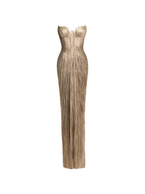Jasleen pleated strapless maxi dress by MARIA LUCIA HOHAN