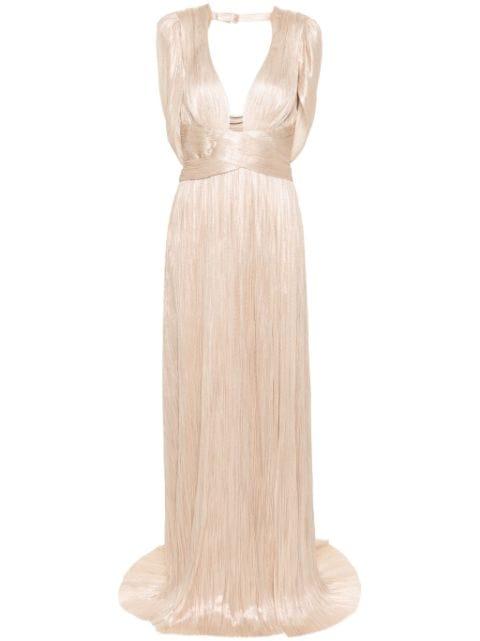 Laurel plissé silk gown by MARIA LUCIA HOHAN