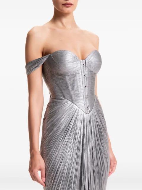 Susie off-shoulder pleated dress by MARIA LUCIA HOHAN