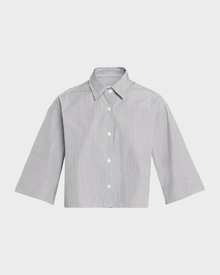 Cropped Short-Sleeve Button-Down Shirt by MARIA MCMANUS