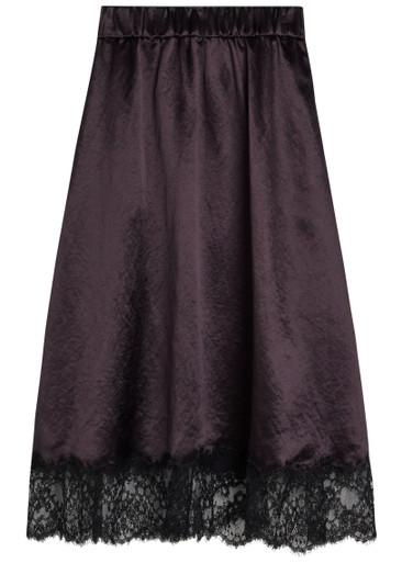 Lace-trim satin midi skirt by MARIA MCMANUS