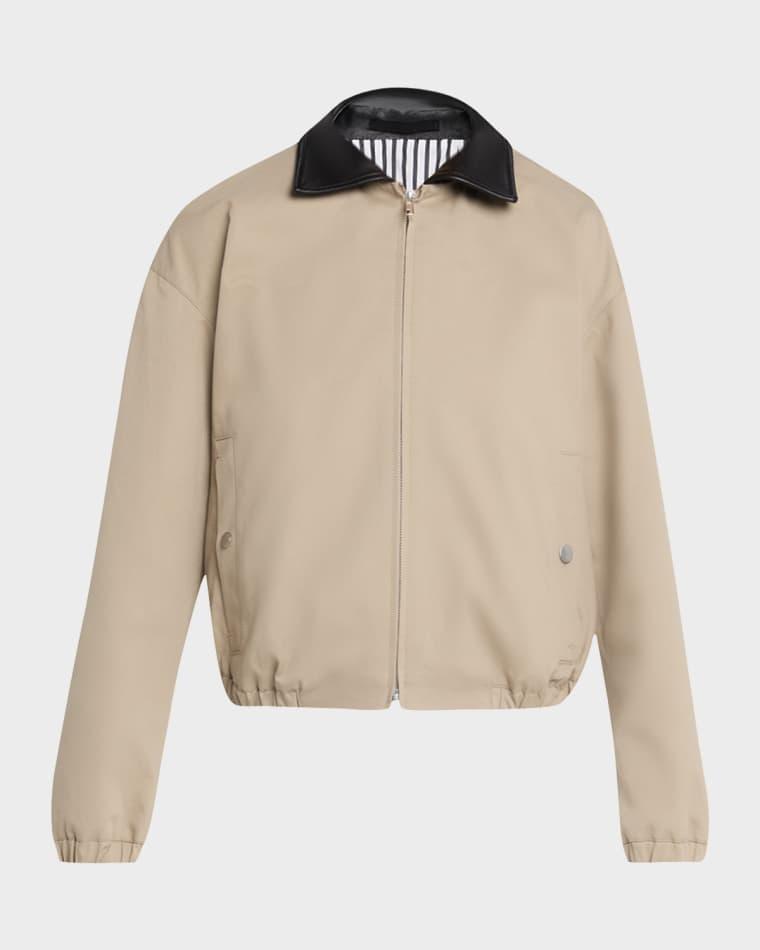 Leather-Collar Cotton Twill Flight Jacket by MARIA MCMANUS