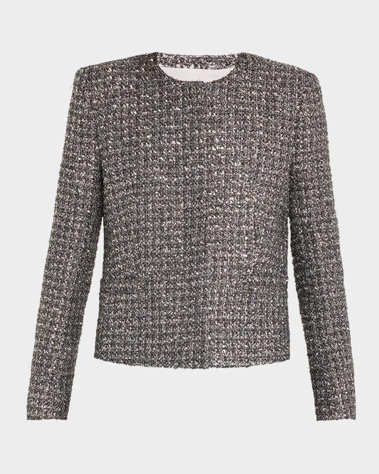 Metallic Paillette Tweed Shrunken Jacket by MARIA MCMANUS