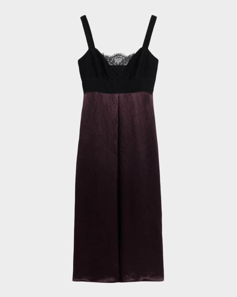 Sleeveless Lace Bustier Silk Midi Dress by MARIA MCMANUS