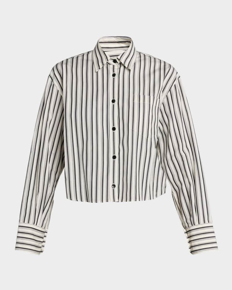Striped Cotton Crop Button-Down Shirt by MARIA MCMANUS