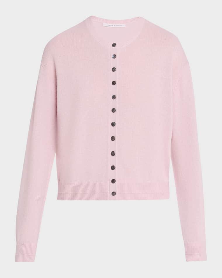 Tiny Button Cashmere Crewneck Cardigan by MARIA MCMANUS