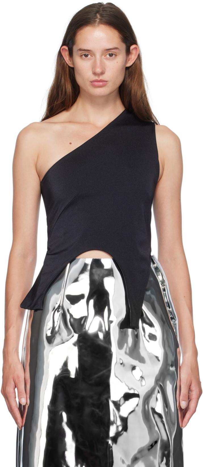 Black Off-Shoulder Tank Top by MARIE ADAM-LEENAERDT