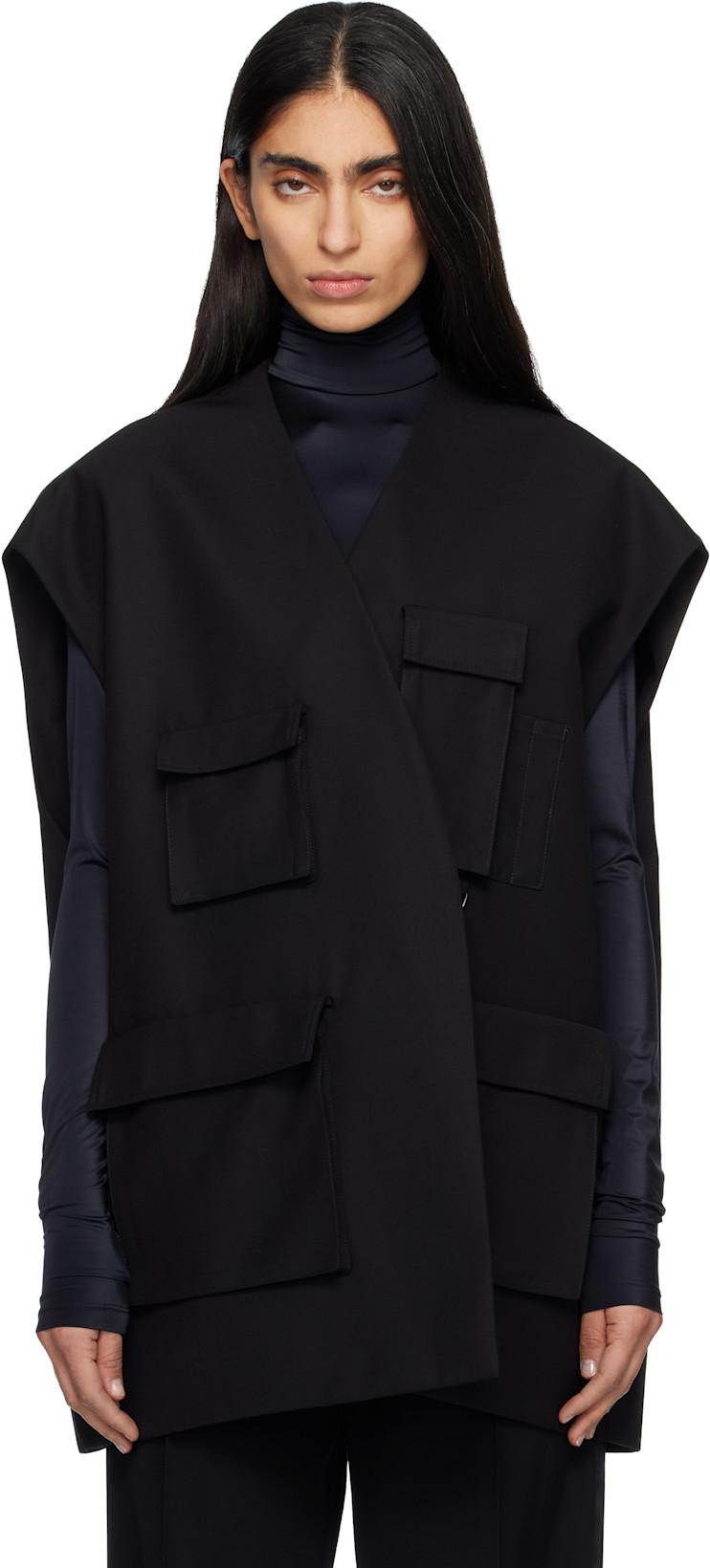 Black Utilitary Tailoring Vest by MARIE ADAM-LEENAERDT