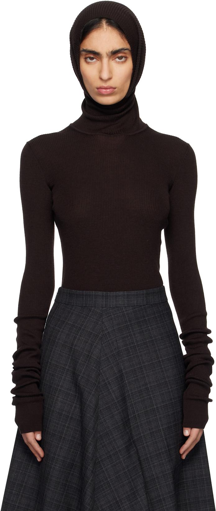 Brown Balaclava Sweater by MARIE ADAM-LEENAERDT