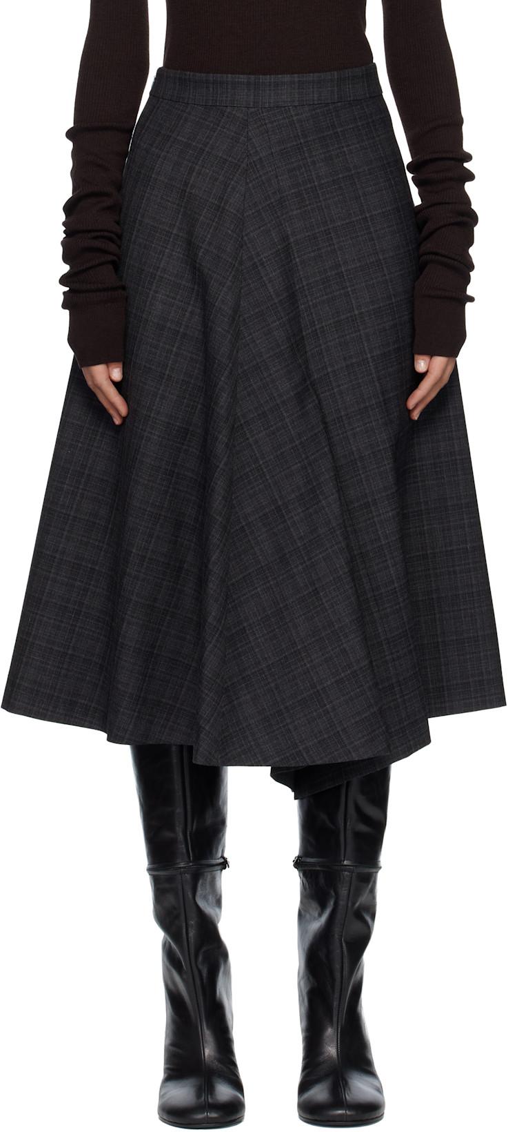 Gray 2 In 1 Midi Skirt by MARIE ADAM-LEENAERDT
