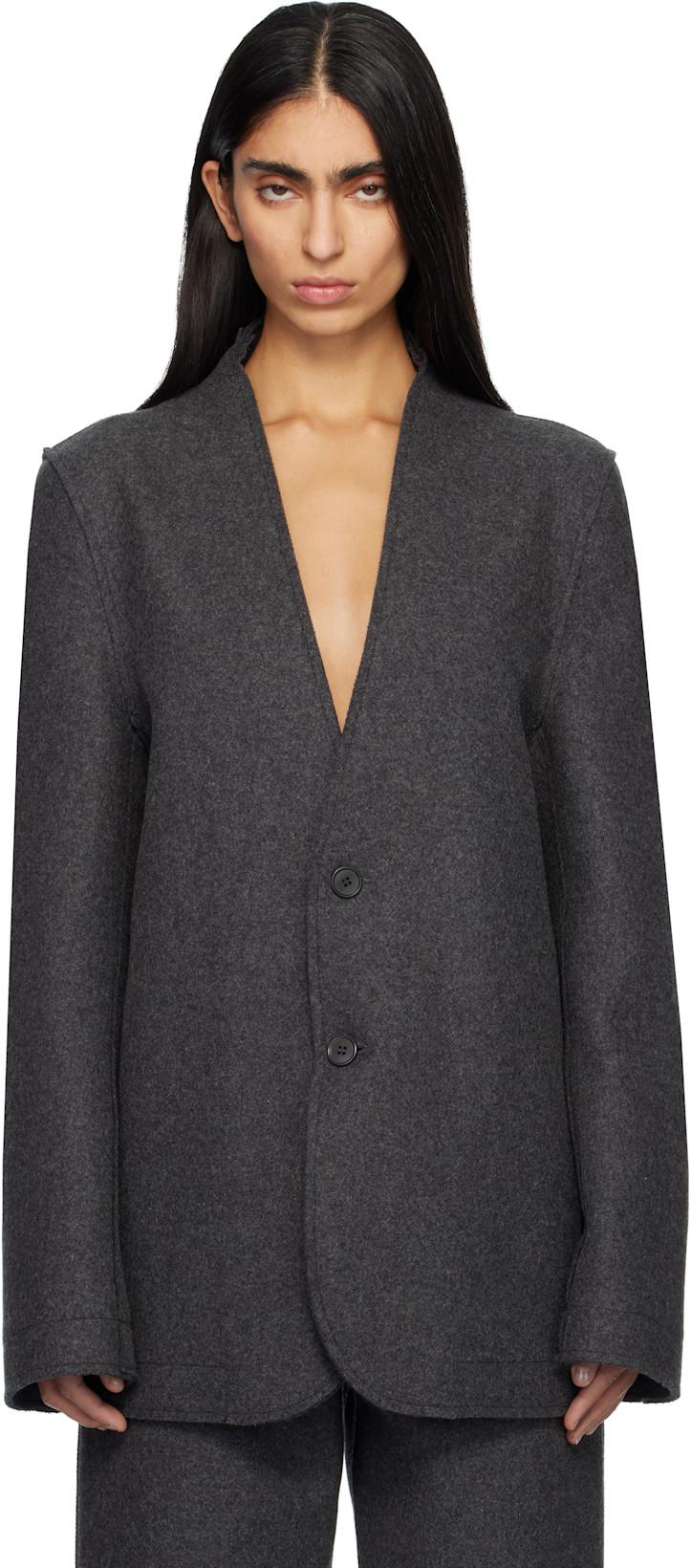 Gray Base Classic Single Breast Blazer by MARIE ADAM-LEENAERDT