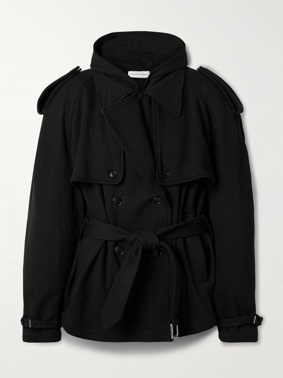 Hooded double-breasted belted cotton-jersey jacket by MARIE ADAM-LEENAERDT