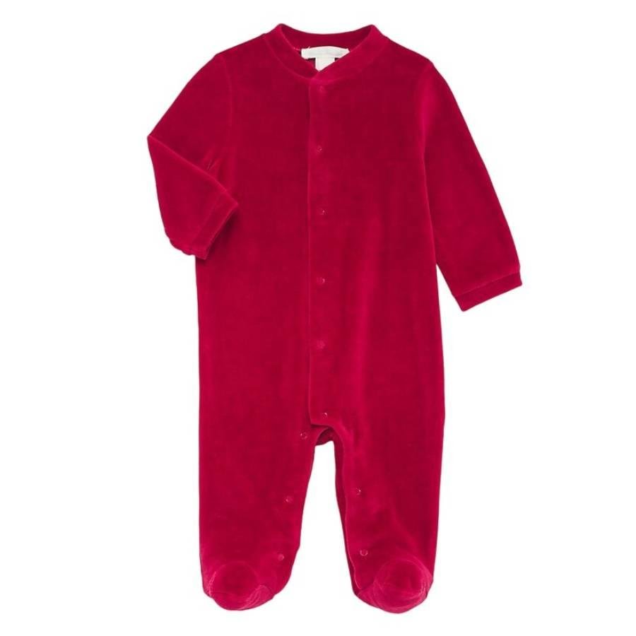 Marie Chantal Baby Burgundy Velour Angel Wing 1-Piece Sleepsuit by MARIE CHANTAL
