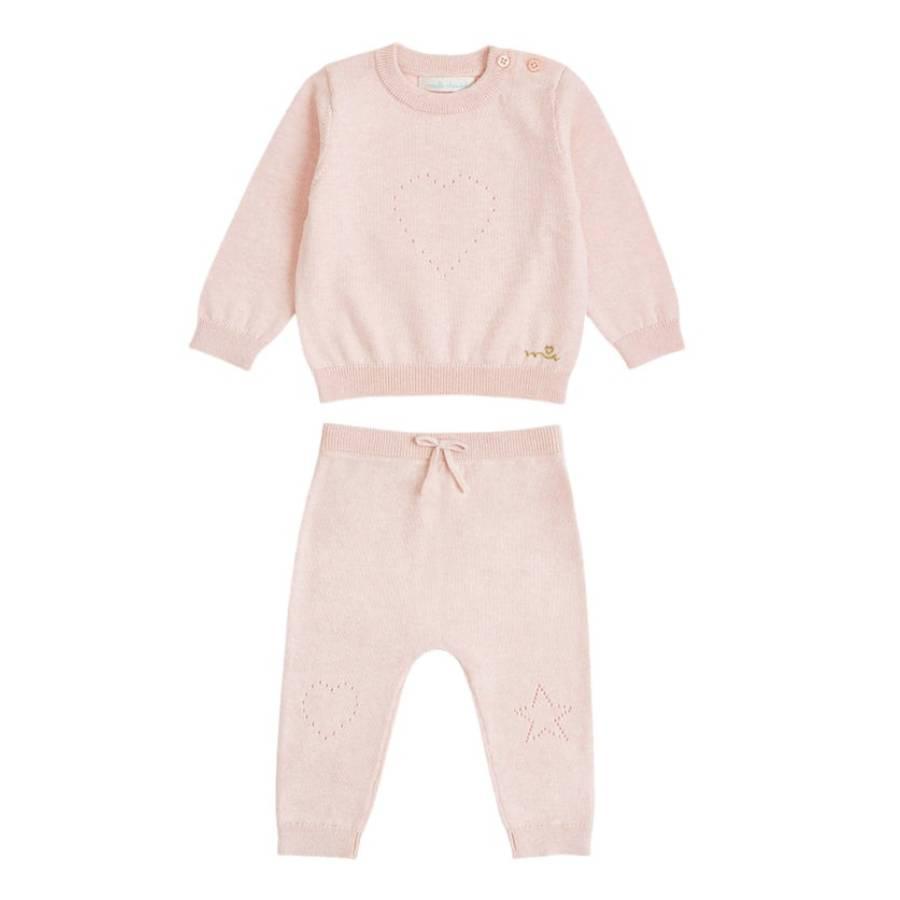 Marie Chantal Infant Perforated-Detail Two-Piece Heart Crawler Set by MARIE CHANTAL Marie Chantal Infant Perforated-Detail Two-Piece Heart Crawler Set by MARIE CHANTAL