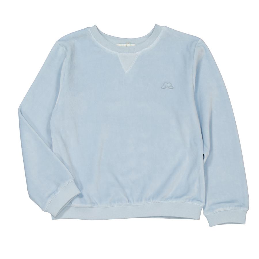 Marie Chantal Kids Dusty Blue Velour Sweater by MARIE CHANTAL