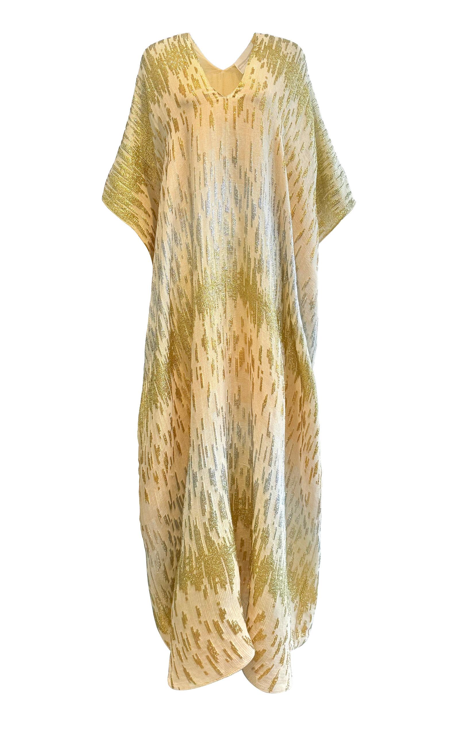 Marie France Van Damme Metallic Broken Lines Metallic Silk-Blend Caftan - Moda Operandi by MARIE FRANCE VAN DAMME