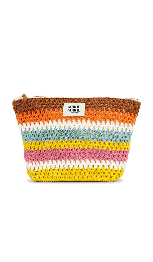 Marie Marie Amsterdam Pouch Large in Brown,Yellow by MARIE MARIE AMSTERDAM