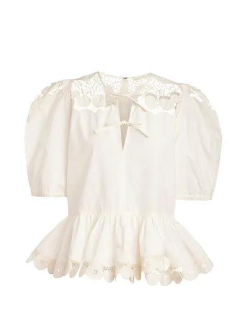 Lucile lace peplum top by MARIE OLIVER