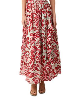 Oaklen Silk Ruffle Maxi Skirt by MARIE OLIVER