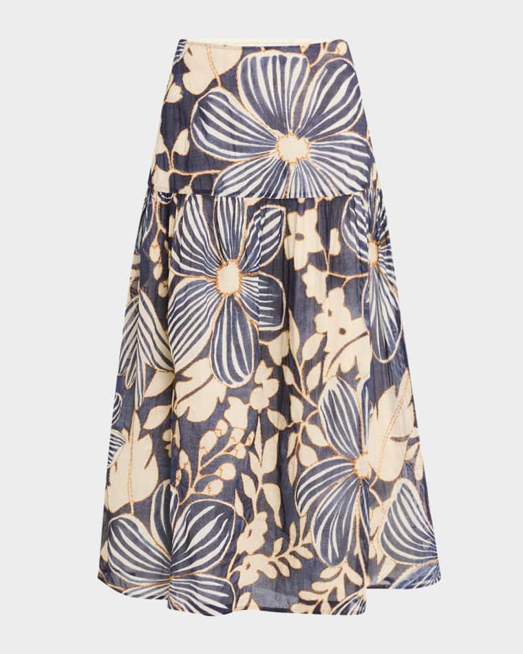 Owens Floral-Print Cotton Midi Skirt by MARIE OLIVER
