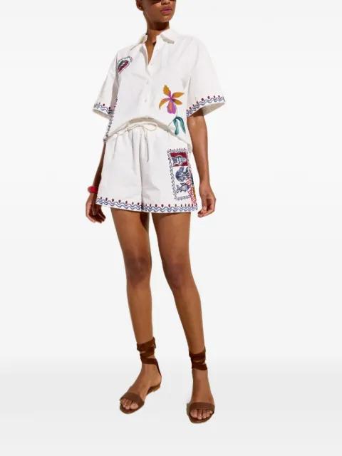 embroidered drawstring shorts by MARIE OLIVER