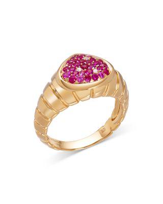 18K Yellow Gold Timo Ruby & Diamond Pav&eacute; Ring by MARINA B