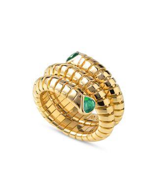 18K Yellow Gold Trisola Emerald Coil Ring by MARINA B