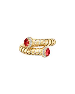 Ruby & Diamond Bypass Ring in Titanium & 18K Yellow Gold by MARINA B