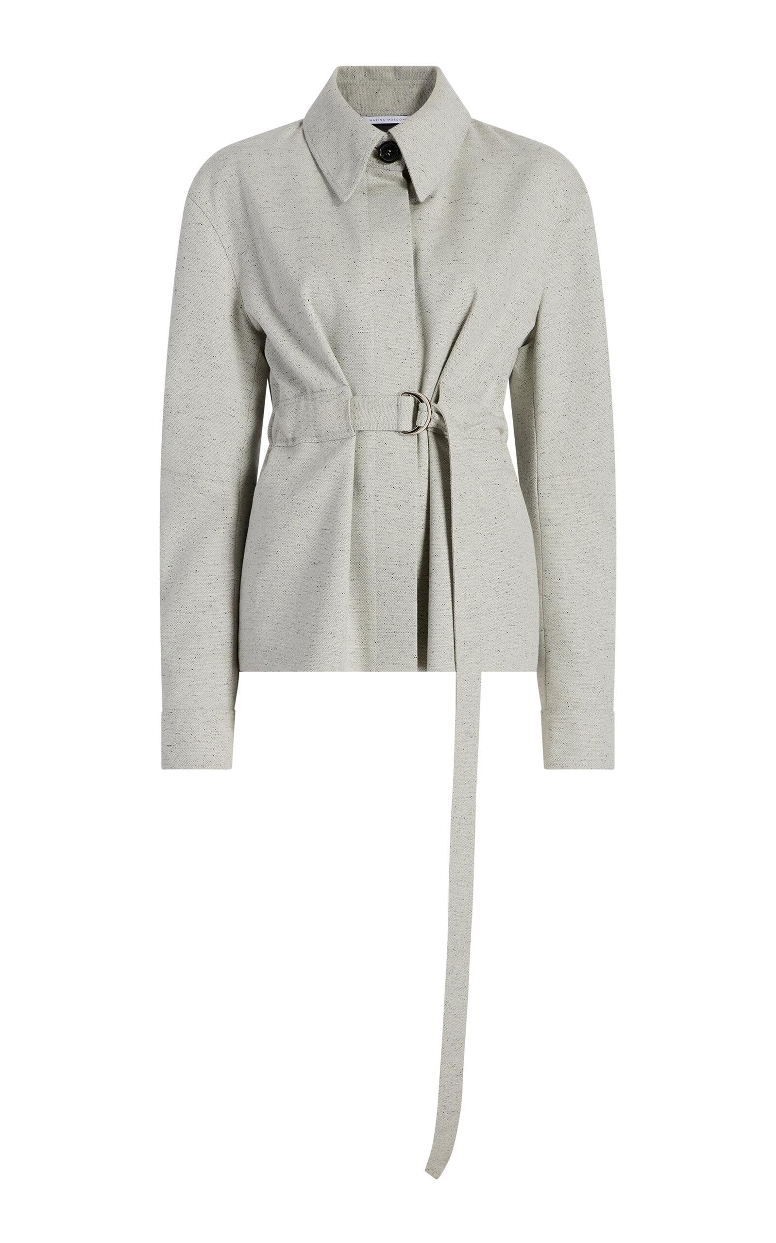Marina Moscone Cotton-Blend Belted Bomber Jacket - Moda Operandi by MARINA MOSCONE