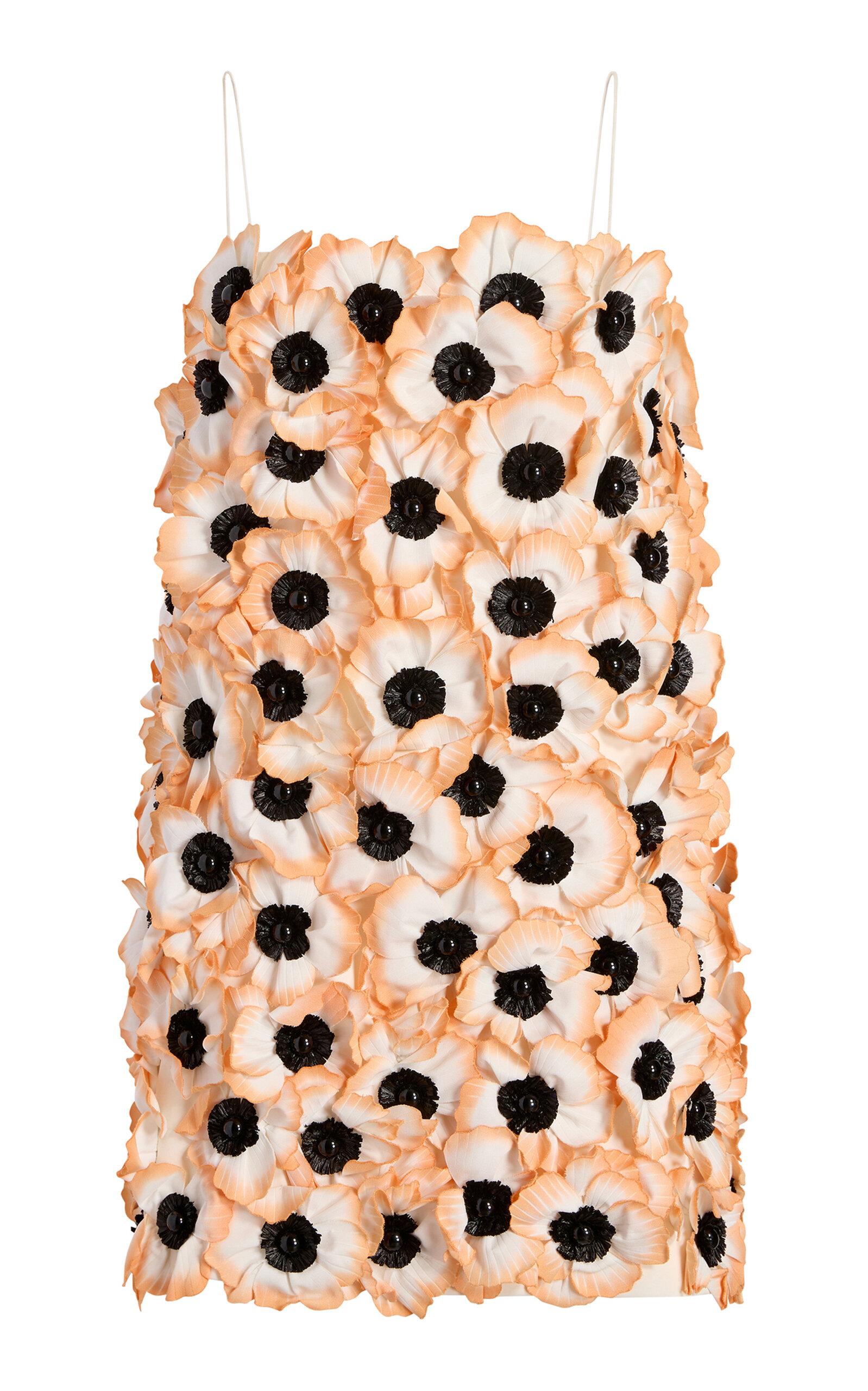 Marina Moscone Floral Appliqué Mini Dress - Moda Operandi by MARINA MOSCONE
