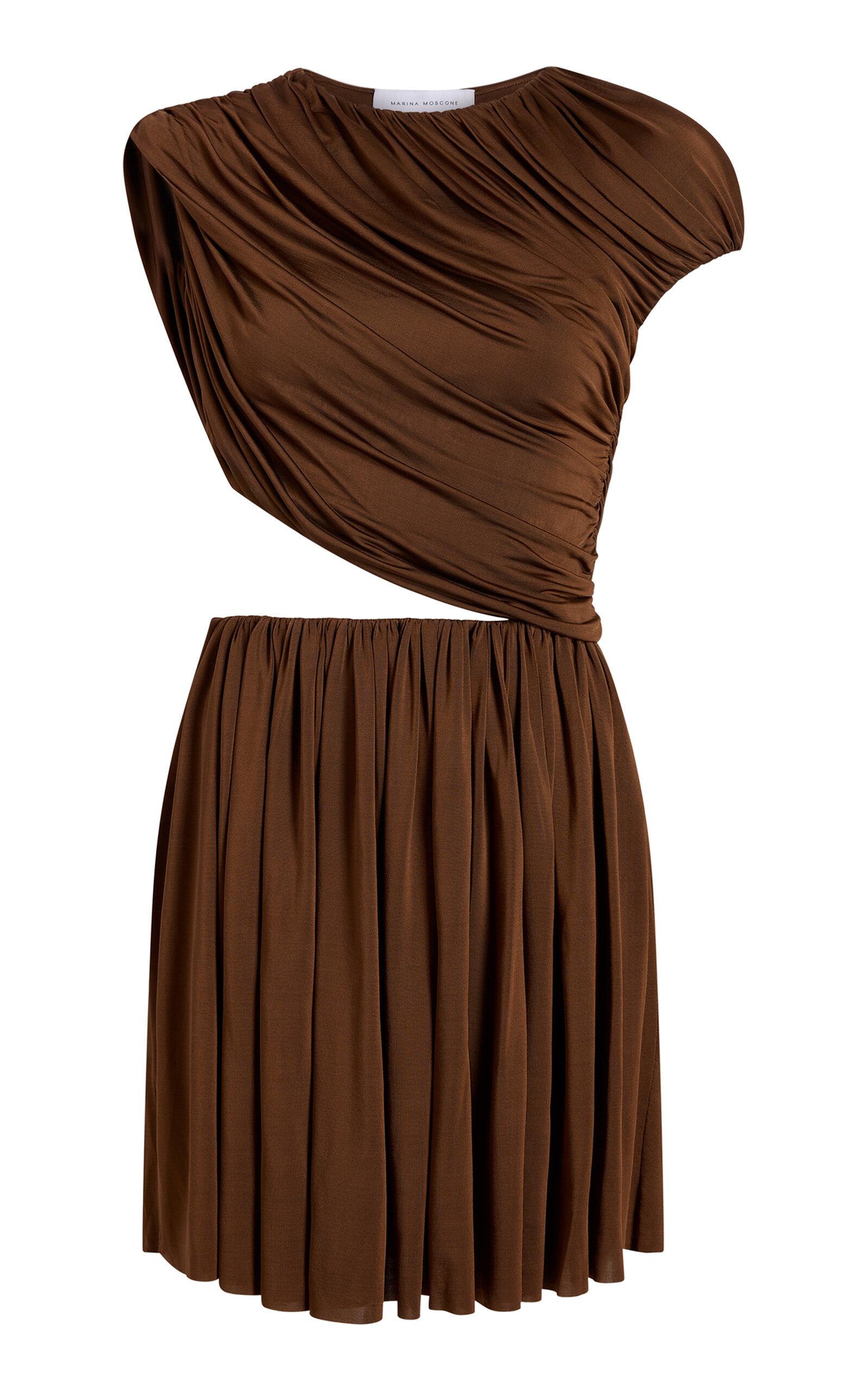 Marina Moscone Mini Gathered Draped Dress - Moda Operandi by MARINA MOSCONE