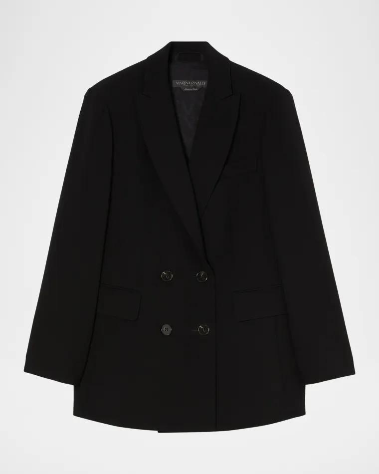 Plus Size Fox Double-Breasted Cady Blazer by MARINA RINALDI