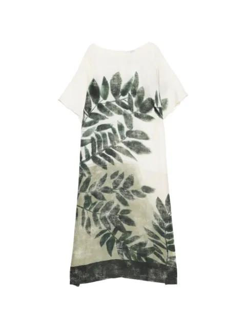 leaf-print midi dress by MARINA RINALDI