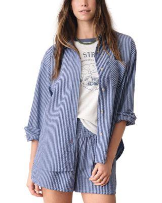 Gracey Oversized Seersucker Shirt by MARINE LAYER