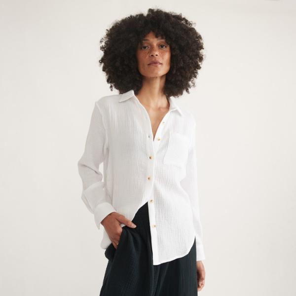 Jane Relaxed Double Cloth Shirt by MARINE LAYER