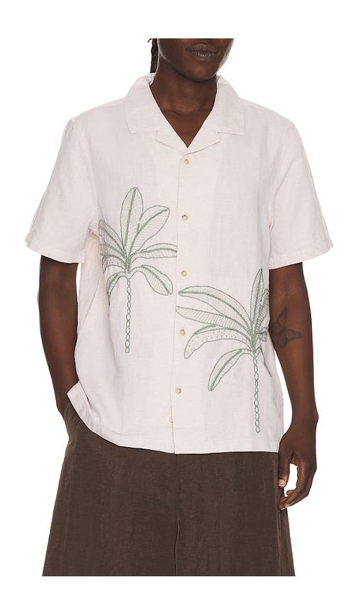 Marine Layer Embroidered Resort Shirt in Cream by MARINE LAYER