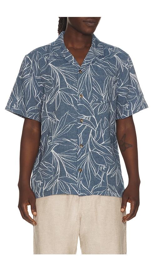 Marine Layer Jacquard Linen Resort Shirt in Blue by MARINE LAYER
