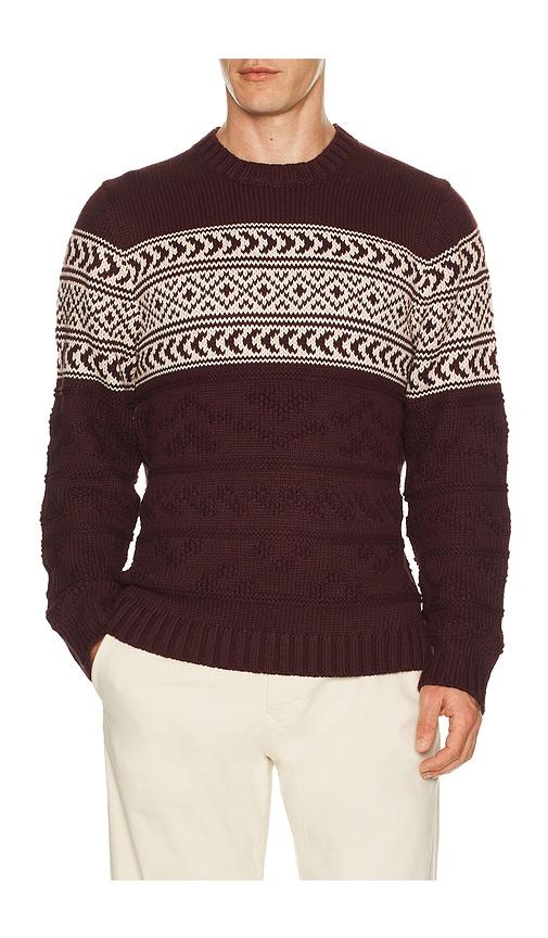 Marine Layer Textured Fair Isle Sweater in Burgundy by MARINE LAYER