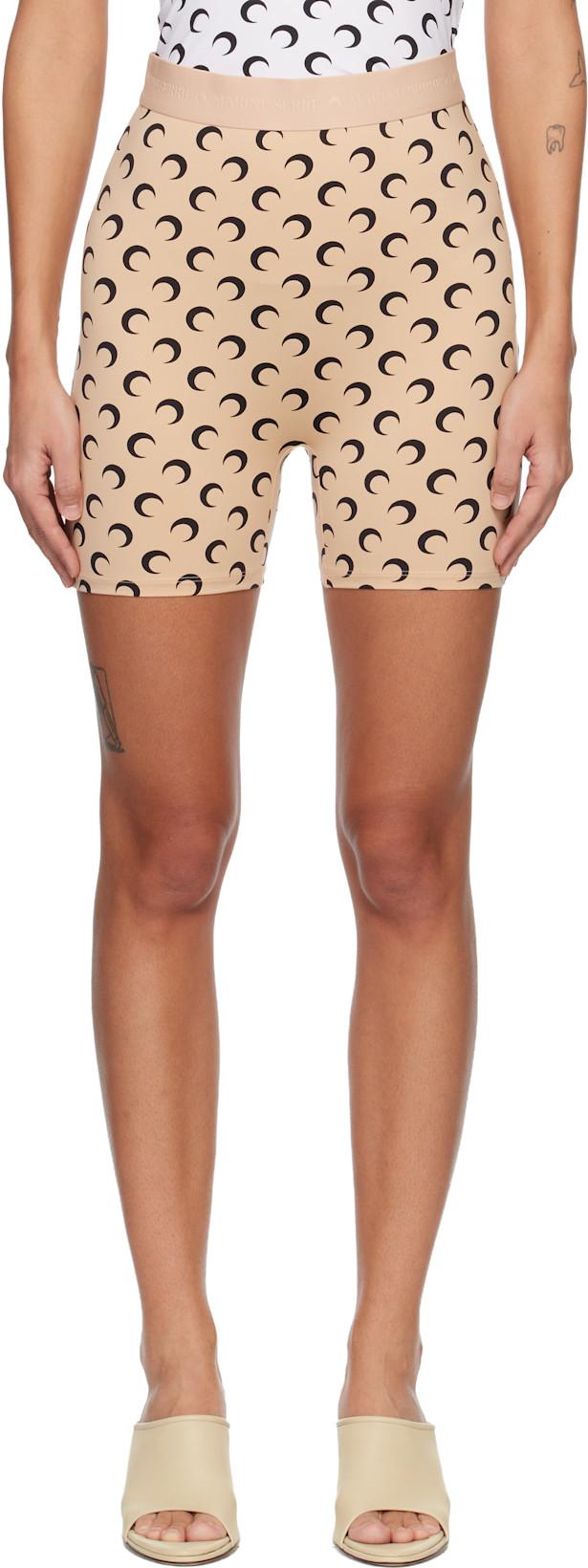 Beige Recycled Moon Jersey Mini Shorts by MARINE SERRE