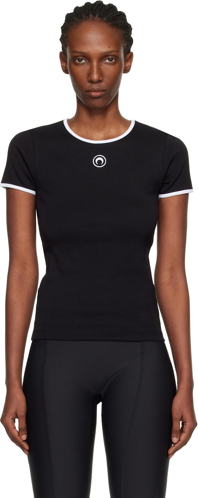 Black Moon Logo Bicolor Baby Fit T-shirt by MARINE SERRE