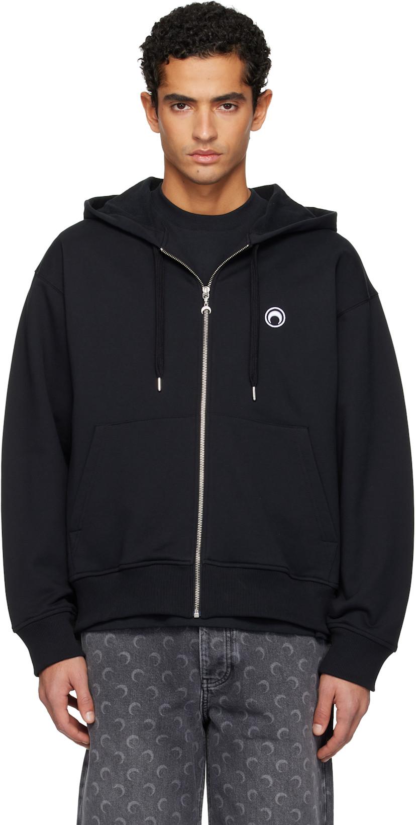 Black Moon Logo Zipped Hoodie by MARINE SERRE