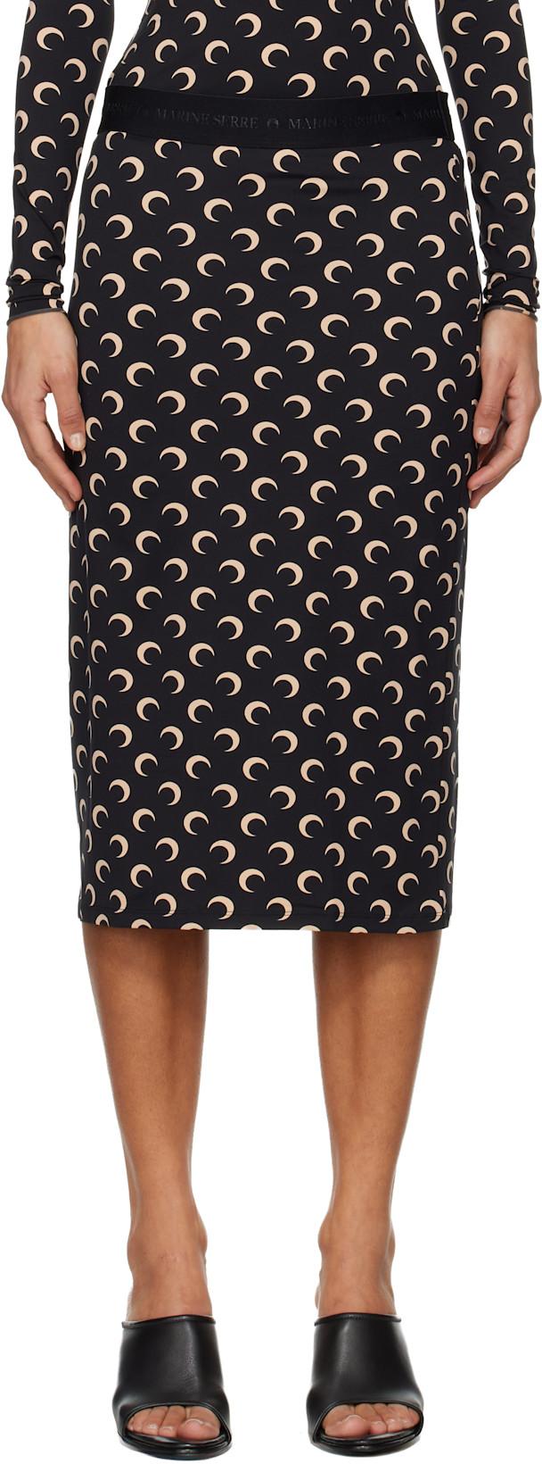 Black Moon Printed Jersey Midi Skirt by MARINE SERRE