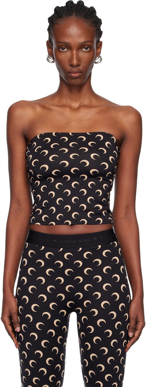 Black Moon Printed Jersey Second Skin Tube Top by MARINE SERRE