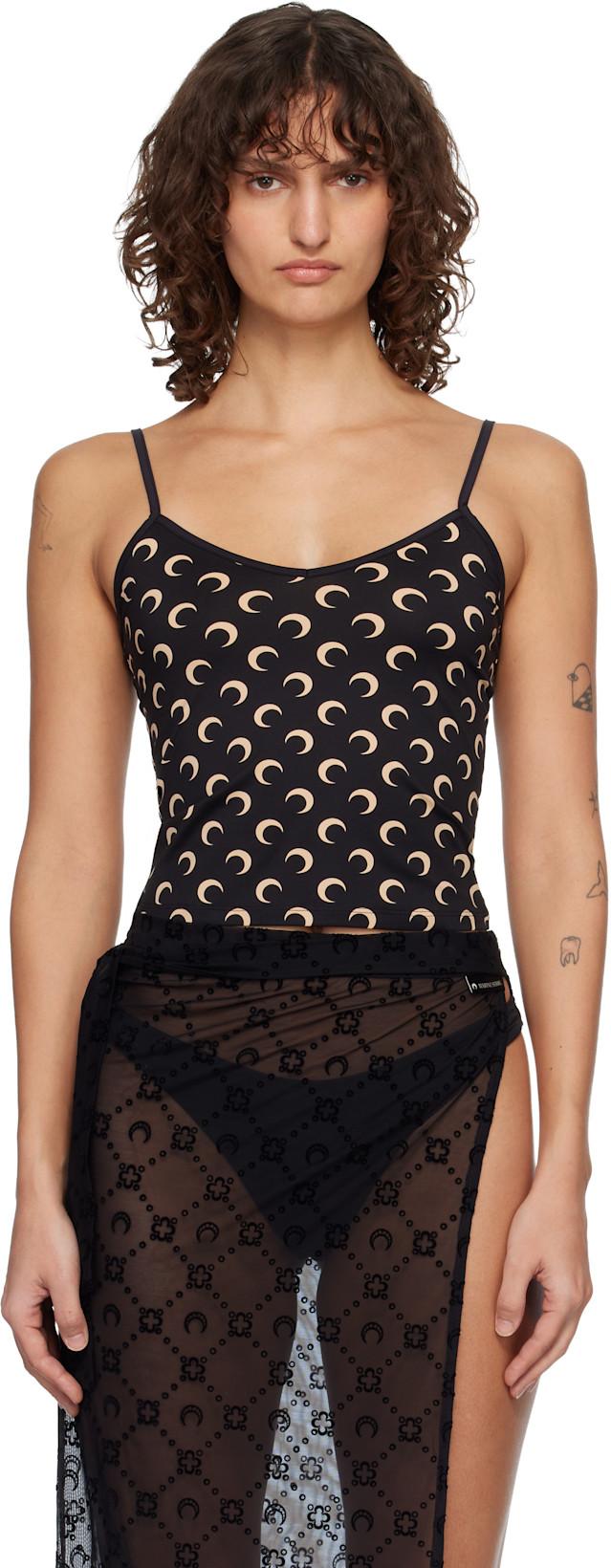 Black Moon Printed Jersey Straps Camisole by MARINE SERRE