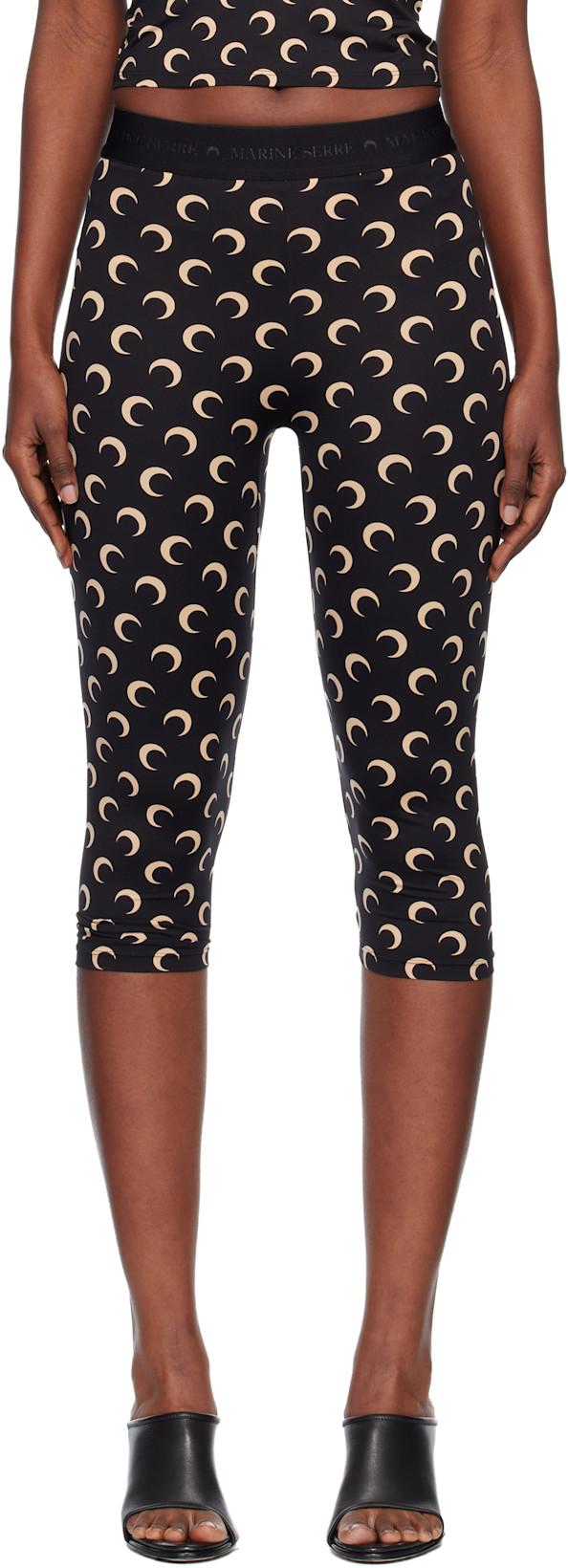 Black Recycled Moon Jersey Capri Leggings by MARINE SERRE