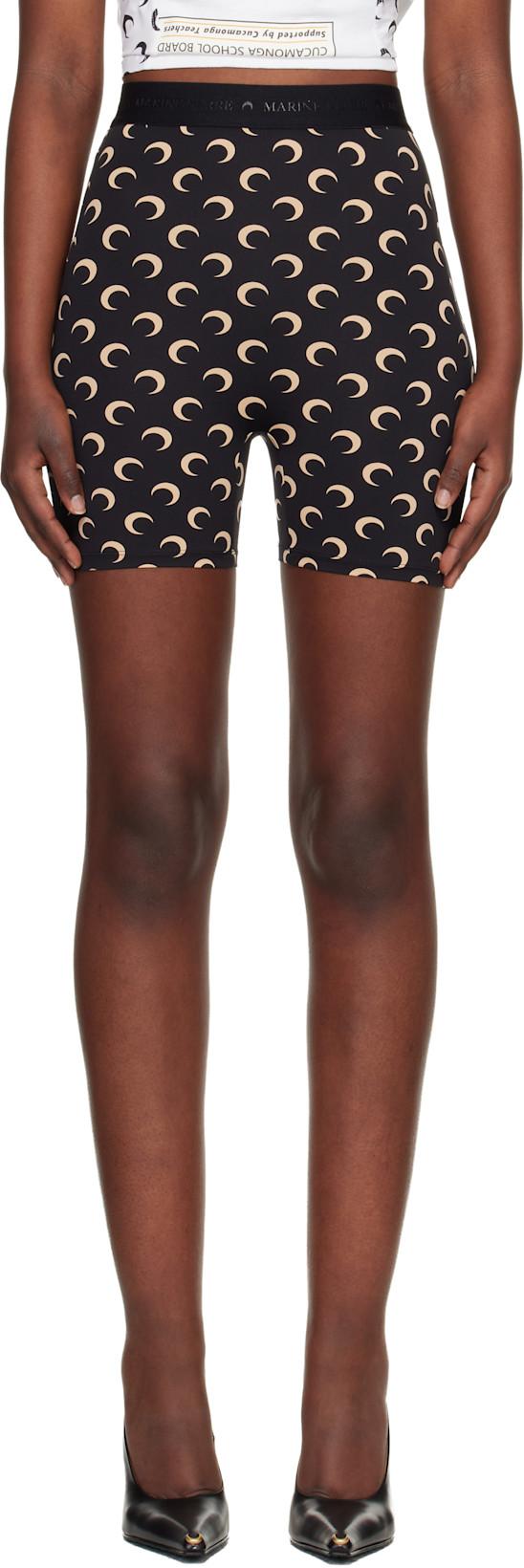 Black Recycled Moon Jersey Mini Shorts by MARINE SERRE