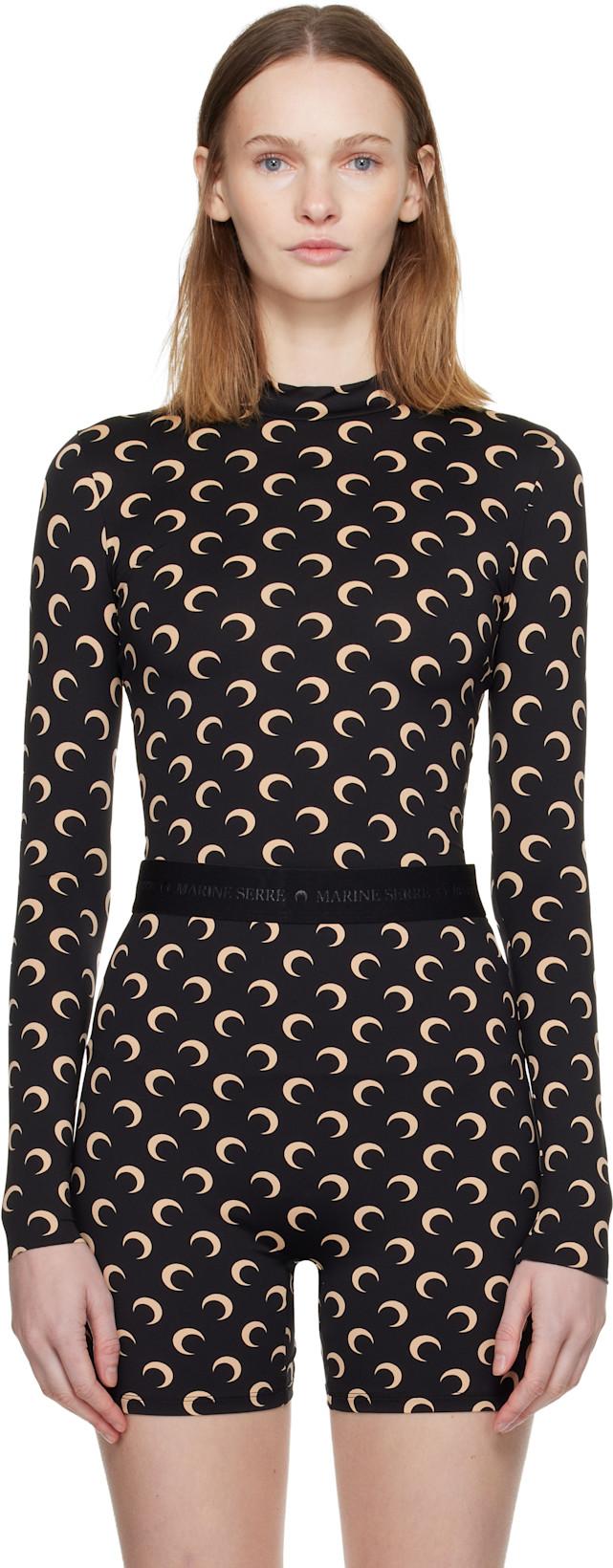 Black Recycled Moon Jersey Second Skin Highneck Top by MARINE SERRE